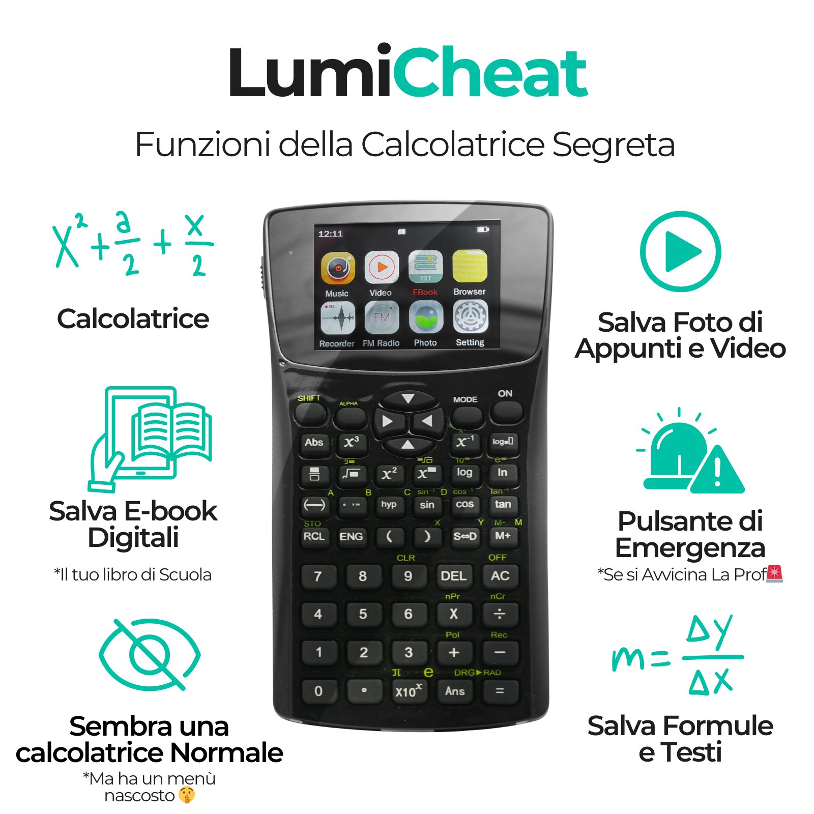 LumiCheat – La calcolatrice segreta dove nascondere i tuoi appunti, formule e foto.